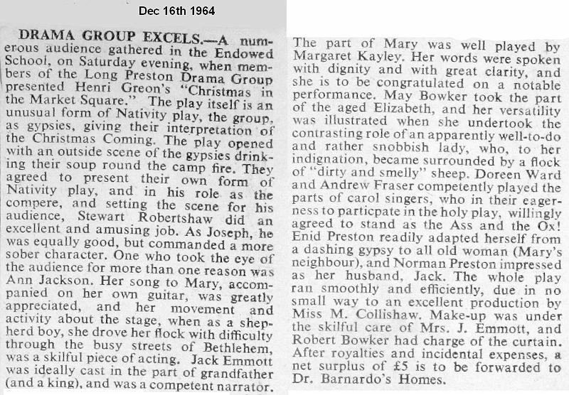 Christmas in Market Square - Dec 1964.JPG - Long Preston Drama Group - Christmas in Market Square - Dec 1964 - Review